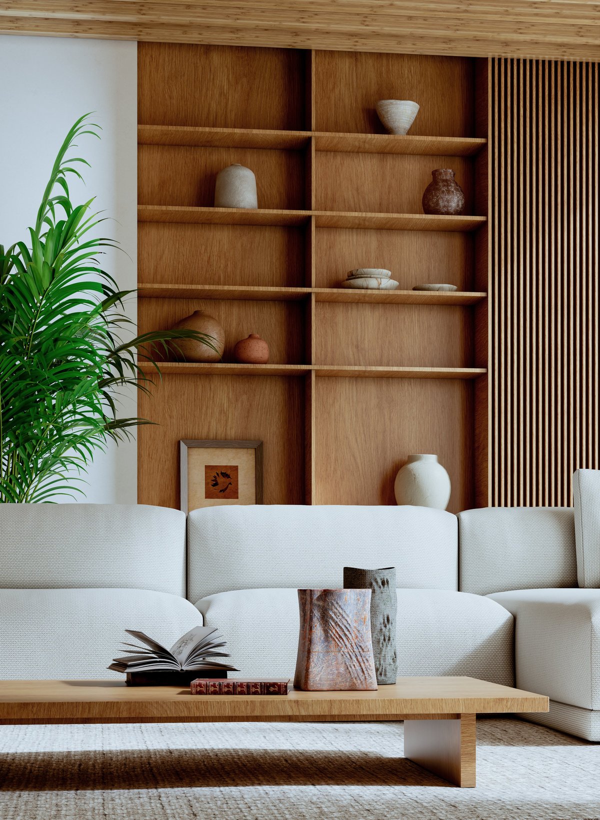 Large luxury modern bright living room interior with generous natural light